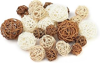 27 Pcs Rattan Balls Decorative Balls with Natural Woven Texture, Wicker Orbs for Vase Fillers, Decorative Balls for Bowls,Table Decor, Wedding Party Decoration