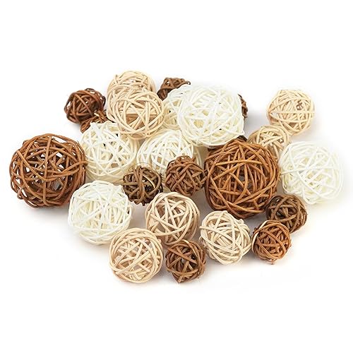 27 Pcs Rattan Balls Decorative Balls with Natural Woven Texture,