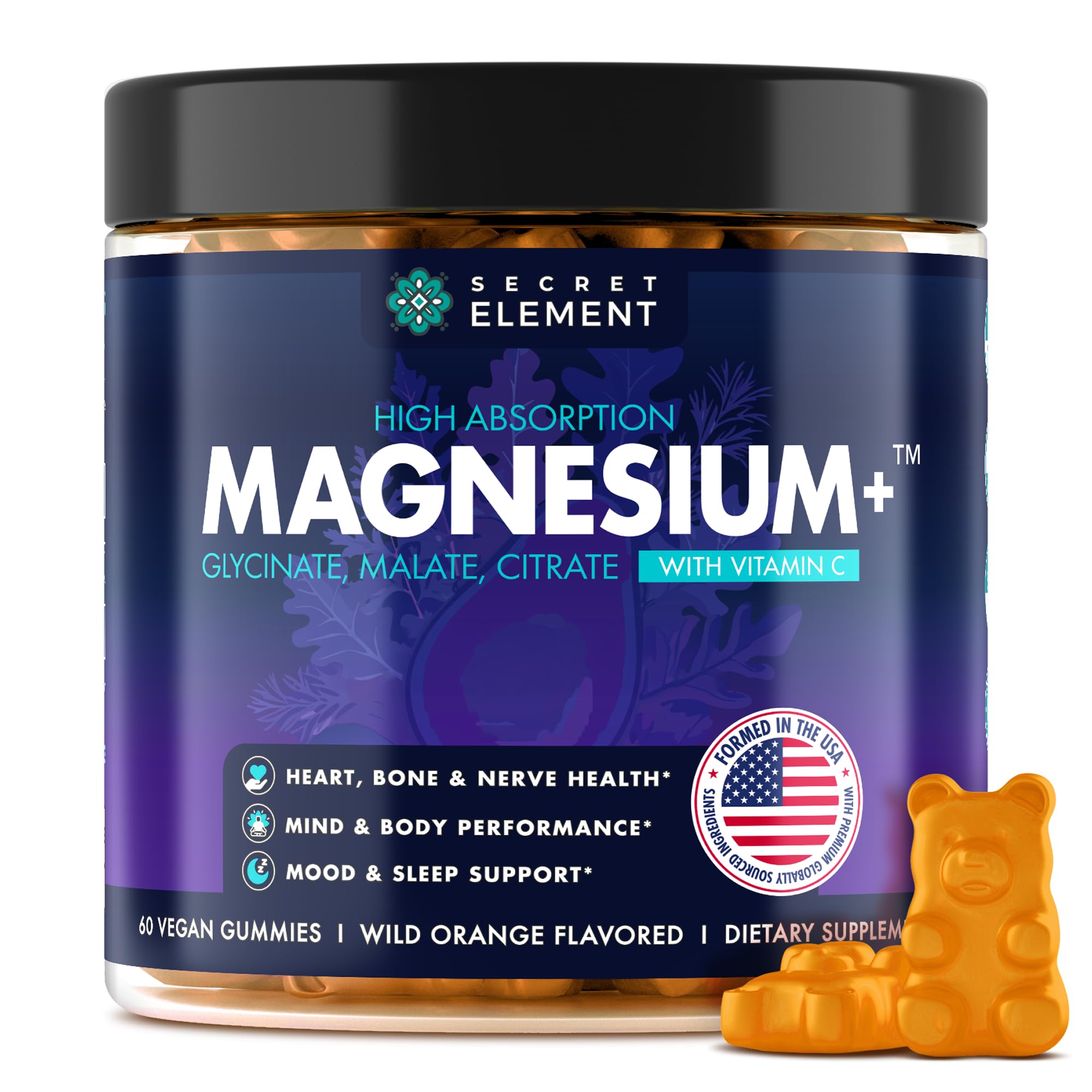 Secret Element Magnesium Glycinate Gummies, Malate, Citrate, Cherry, 60 Ct — Amazon image 8