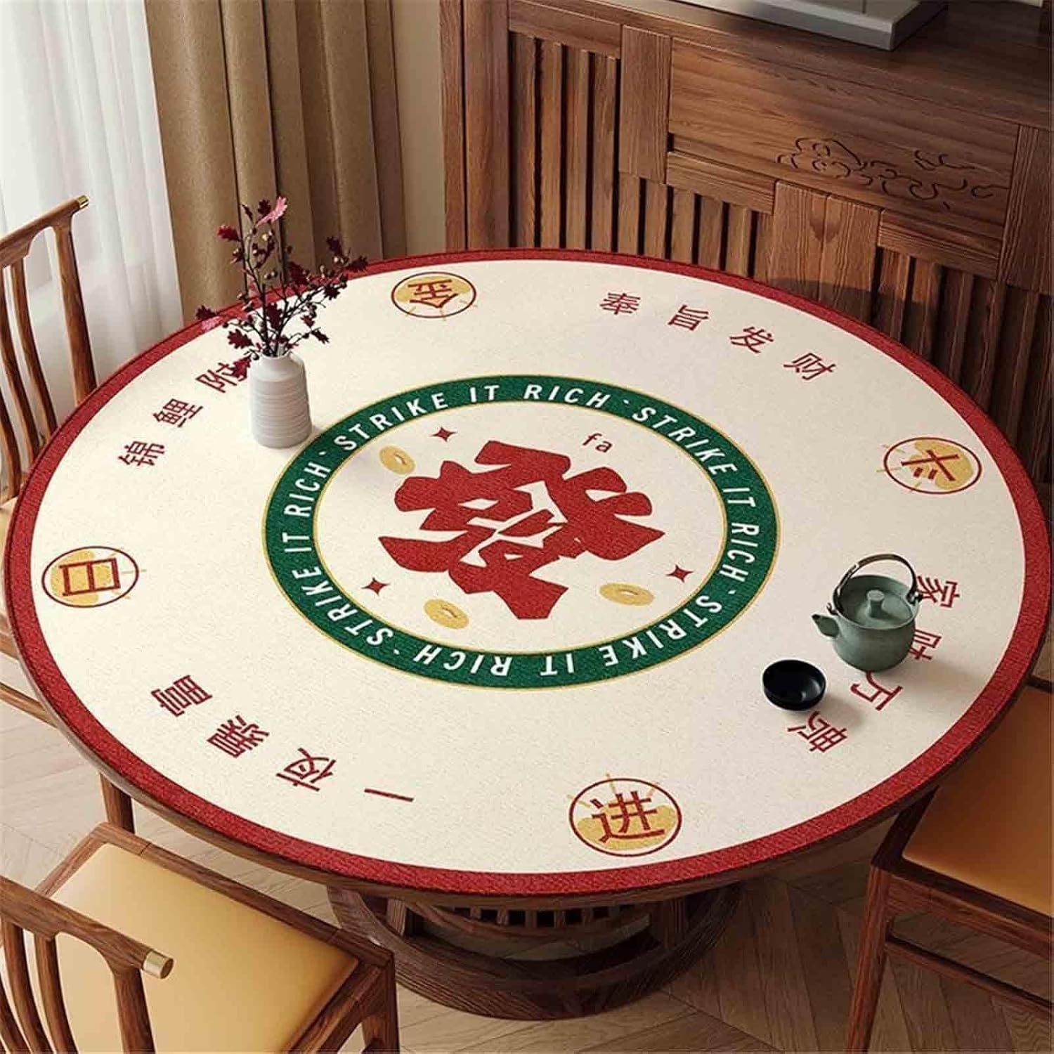 Silent Mahjong Table Cloth Stain-Proof Mahjong Mat Protection Rubber Non-Slip Game Mat for Table Living Dining Room