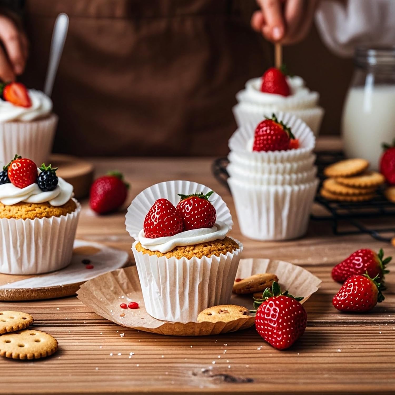 Natural Cupcake Liners, Non-sti Mini Cupcake Liners White Muffin Liners