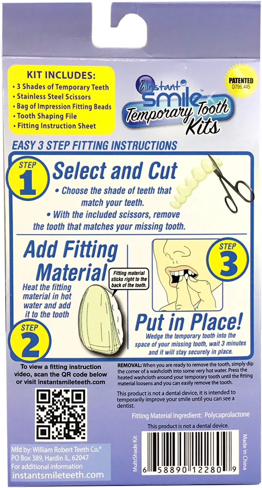 Instant Smile Instant Smile Temporary Tooth Kit, Multi-Shade, Set of 3 Assorted