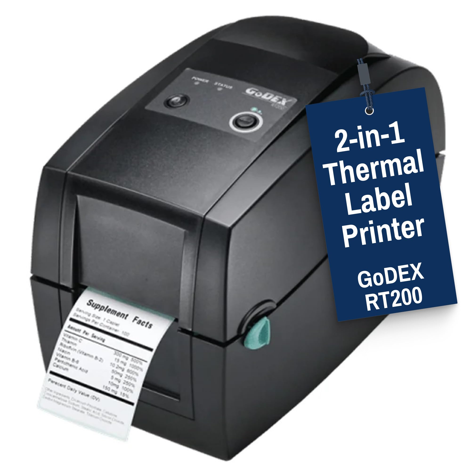 McAuley Labels GoDEX RT200 Thermal Transfer Label Printer, 2 in, 203 DPI