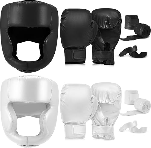 Miniatura 1 de Kanayu Juego de boxeo de 14 piezas que incluye 2 pares de guantes de boxeo de 16 onzas, casco y envolturas de mano, protectores bucales, regalos