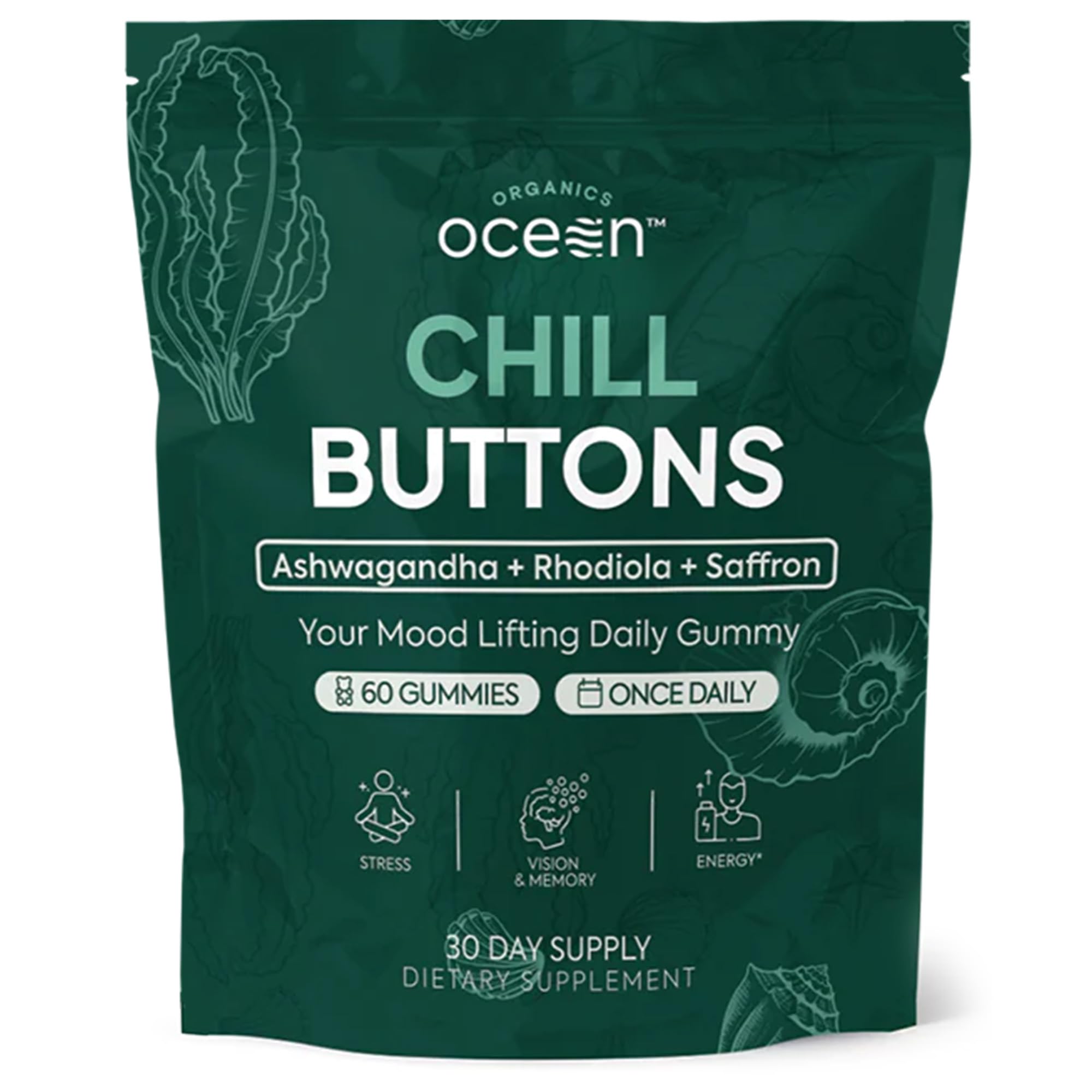 Organics Ocean Chill Buttons, Ashwagandha, Saffron & Rhodiola, 360 Gummies — Amazon image 9