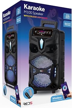 RED5 Wireless Karaoke Speaker with Microphone and LED Colour Changing Lights