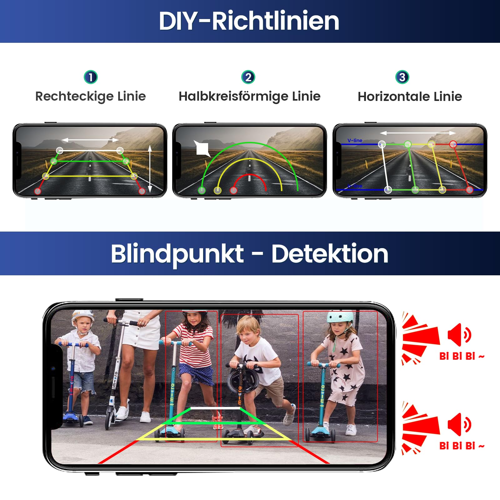 Solar WiFi Rückfahrkamera Drahtlose Magnetisch Rückfahrkamera,FHD 1080P IR Nachtsicht BSD Intelligente Erkennung IP69K wasserdicht,Für iPhone Android,Parkhilfe Auto, Wohnmobil, Anhänger
