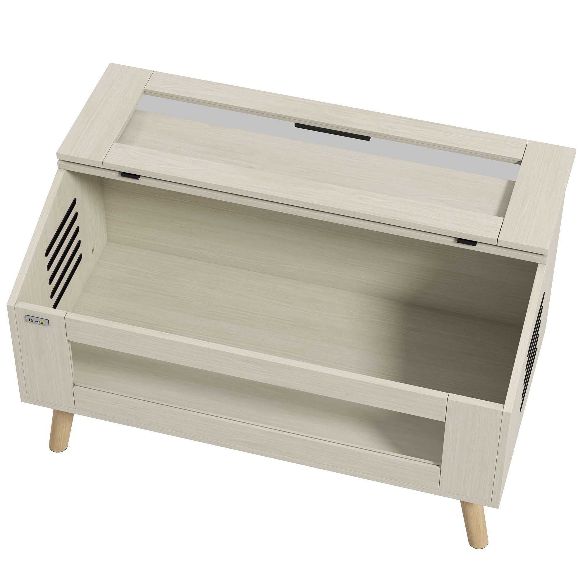 PawHut Terrarium para reptiles con ventilación lateral, Vivarium para serpientes 140L con ventanas de vidrio templado, tapa, 100x50x60 cm, madera natural