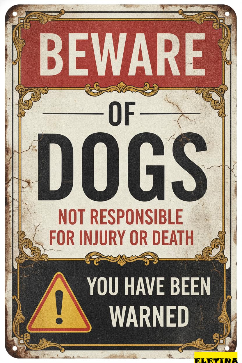 Beware Of Dogs Heavy Duty Tin Sign, 8x12 Inch Yard