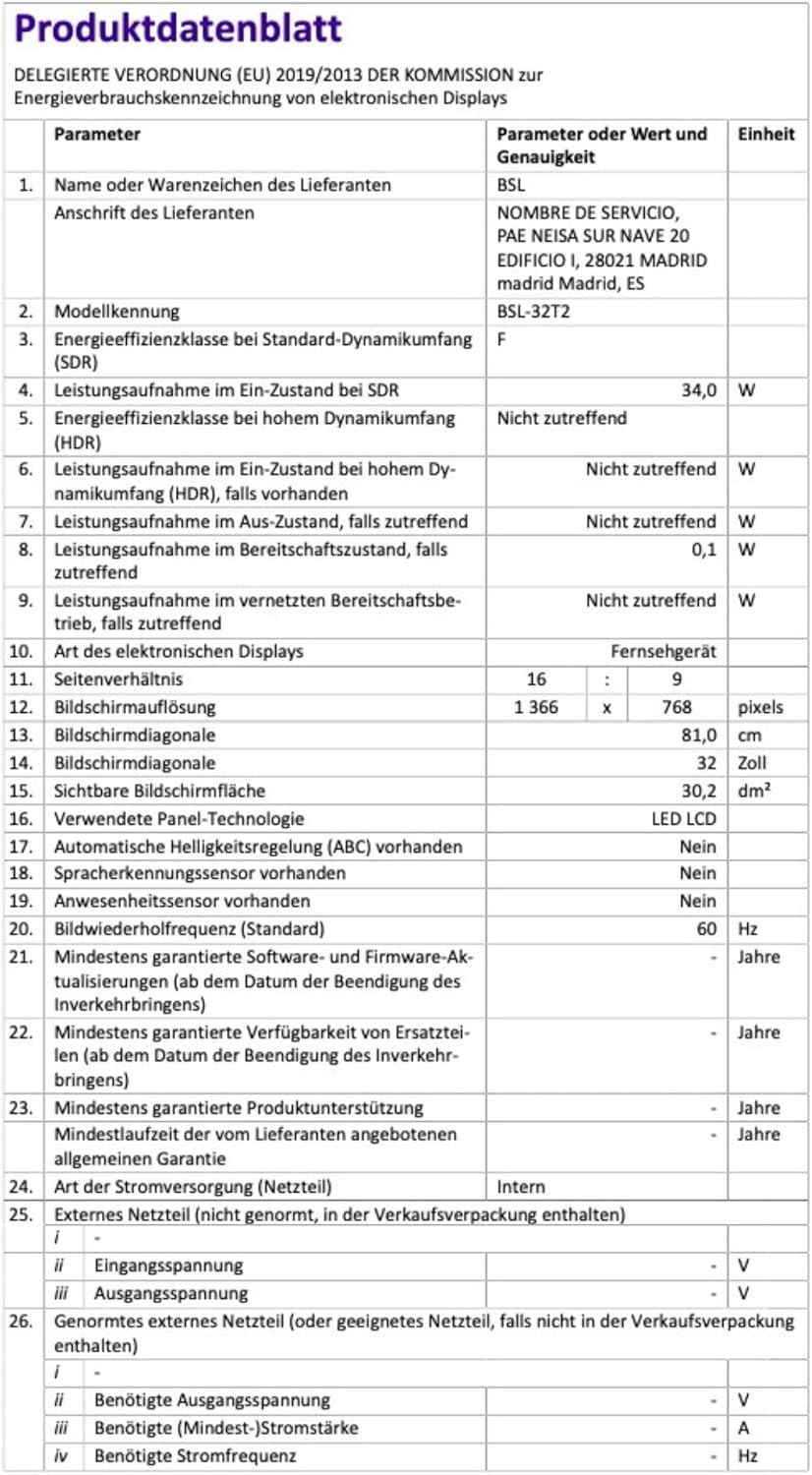 BSL - BSL-32T2, TV 32 LED HD 1366x768, 60Hz, USB, DVBT2, DVB-S2, Ci+, mYPbPr, 3 HDMI BSL - BSL-32T2, TV 32 LED HD 1366x768, 60Hz, USB, DVBT2, DVB-S2, Ci+, mYPbPr, 3 HDMI