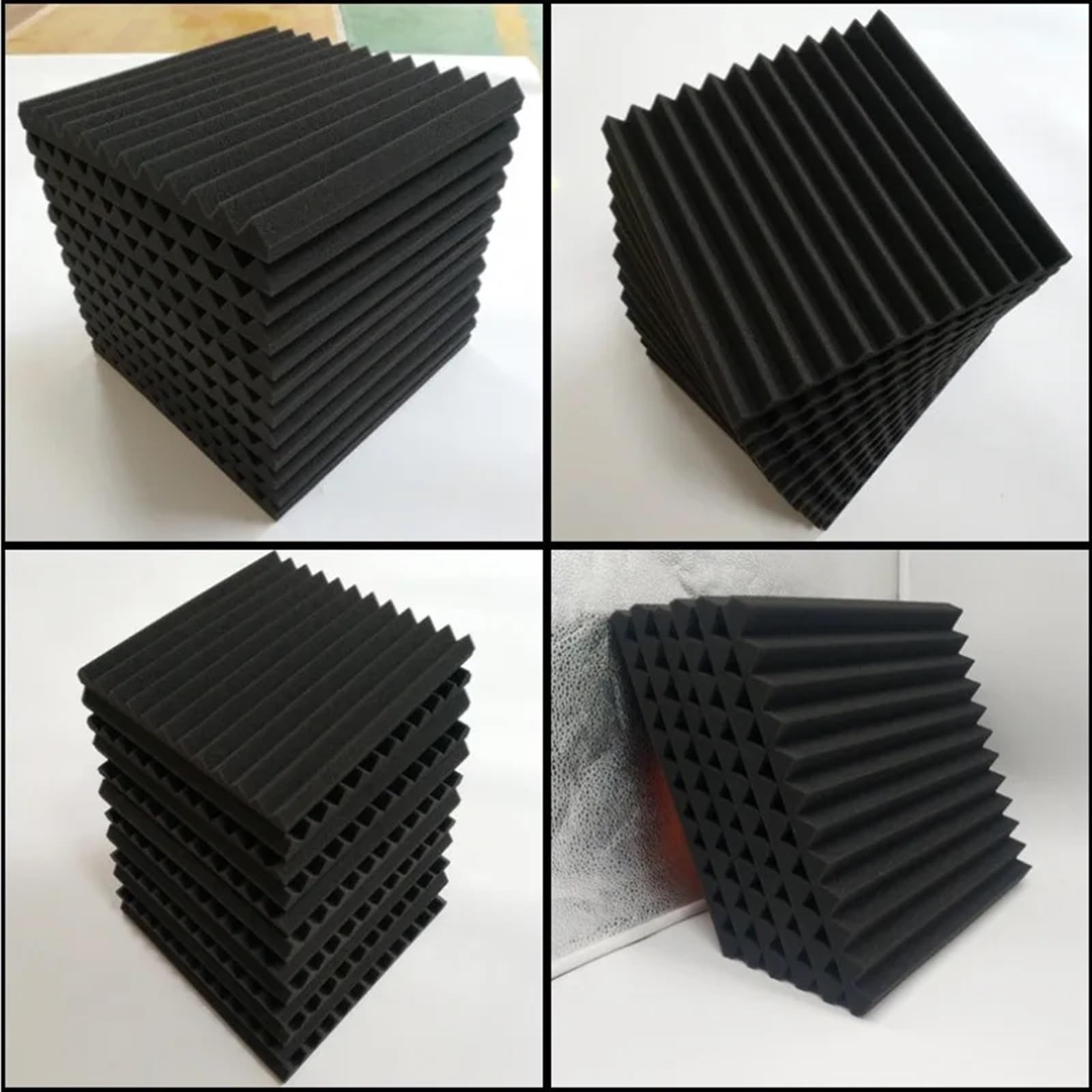 Panele z pianki akustycznej, 24 szt., dźwiękoszczelne panele z pianki akustycznej, 300 x 300 x 25 mm, panel ścienny do pomieszczeń nagraniowych, biur i domu, rozwiązanie izolacyjne do redukcji szumów