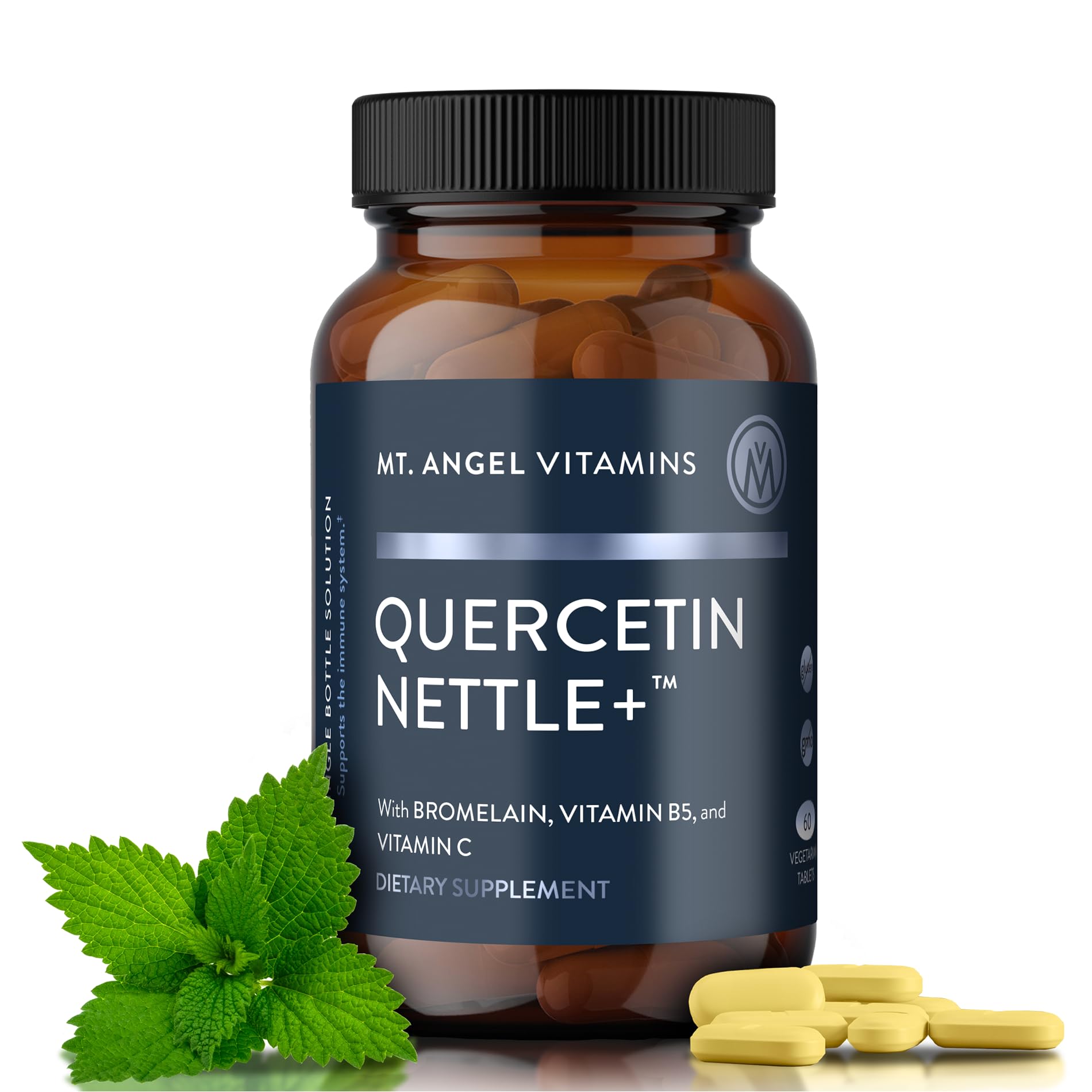Mt. Angel Vitamins Quercetin Nettle+ - Supports Allergy Wellness & Sinus Health, Featuring Quercetin with Bromelain, Crafted for Seasonal Well-Being, cGMP Certified, Made in USA, 60 Tablets