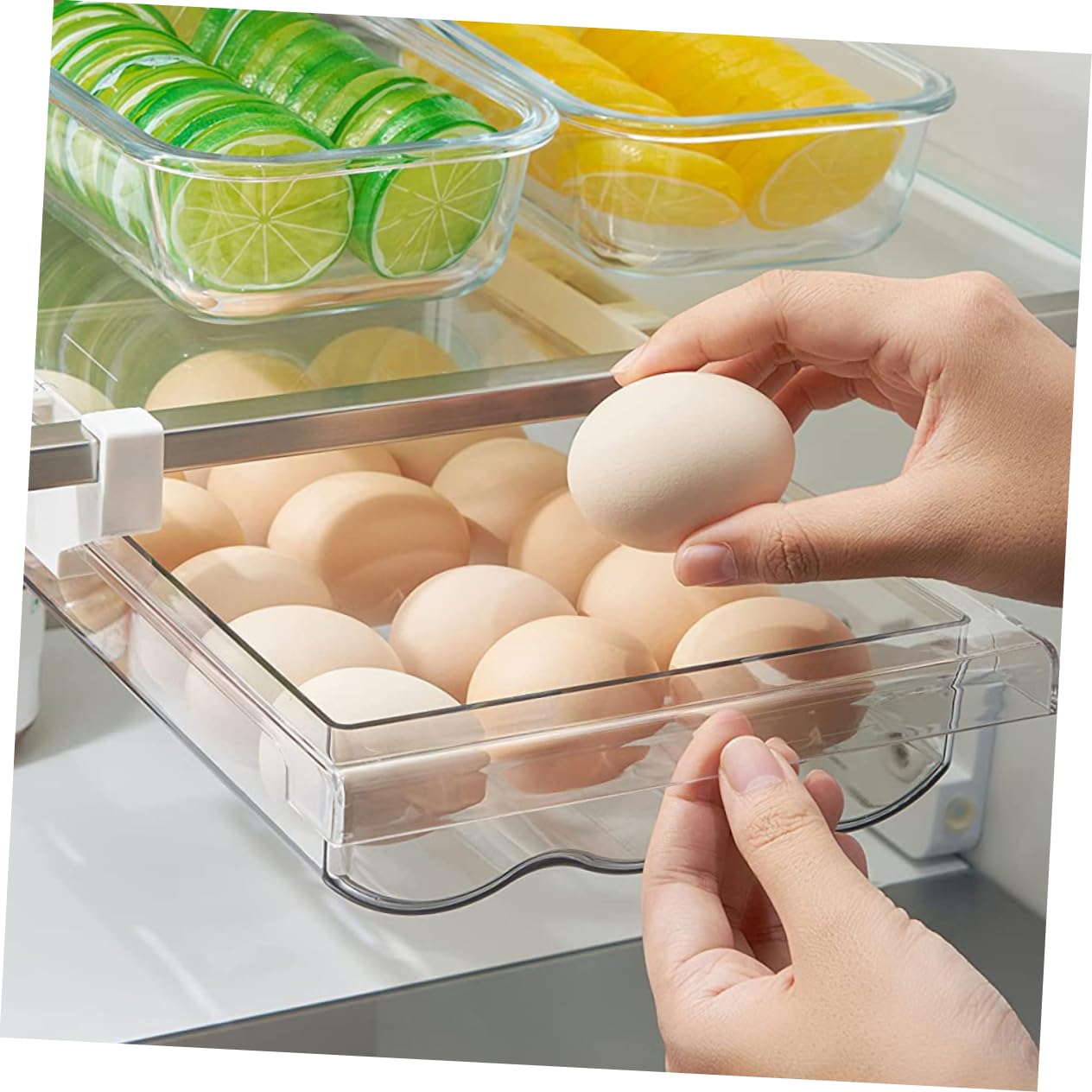 Organizador de Huevos para Refrigerador, Caja de 15 Huevos Abs Pet | Gran Capacidad, Almacenamiento para Cocina y Nevera, Ayuda a Evitar Golpes y Roturas