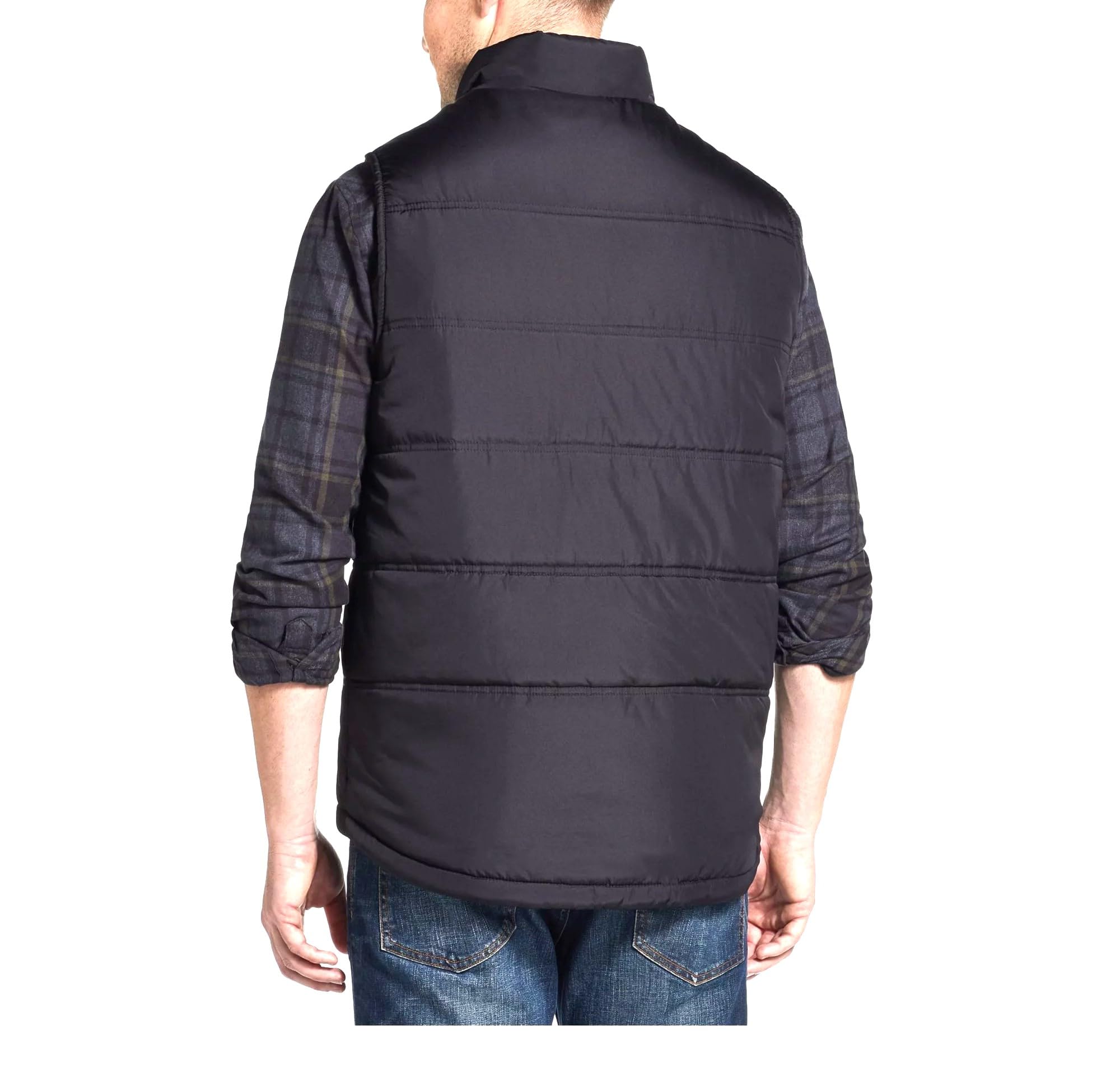 Photo 1 of [MINOR DAMAGE] Weatherproof Vintage Men's Flannel Lined Puffer Zip-front Vest (Black, L), Large