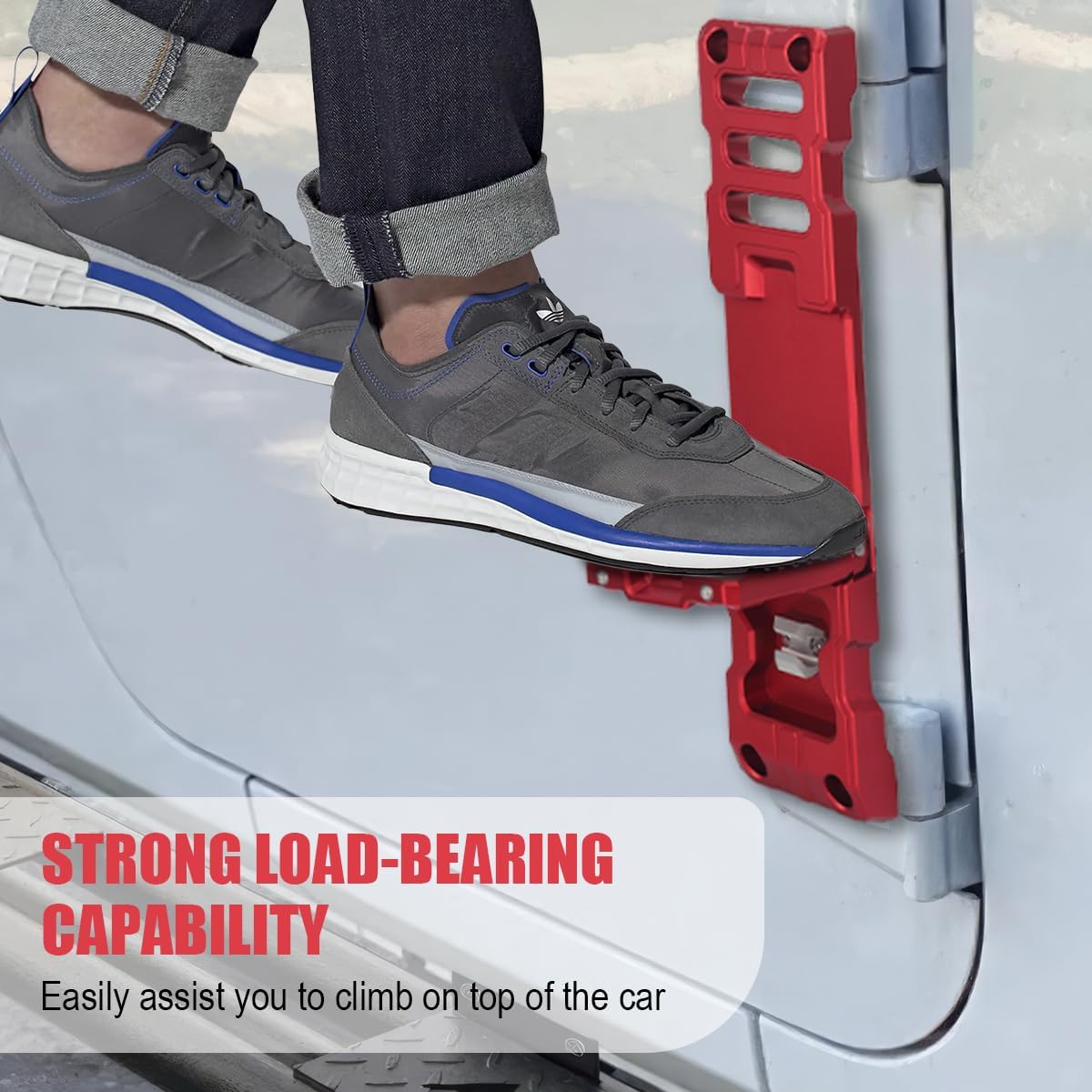 Side Door Hinge Foot Step Compatible with 2007-2024 Jeep Wrangler JK JKU JL JLU & Gladiator JT, Aluminum Alloy Folding Foot Pedal, Door Hinge Step with Bottle Opener 1 Pack (Red)