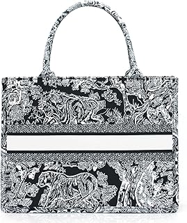 FENGJINRUHUA Fashion Luxury Tote Bag Cotton Linen Handbag Large Capacity Jacquard Retro Exquisite