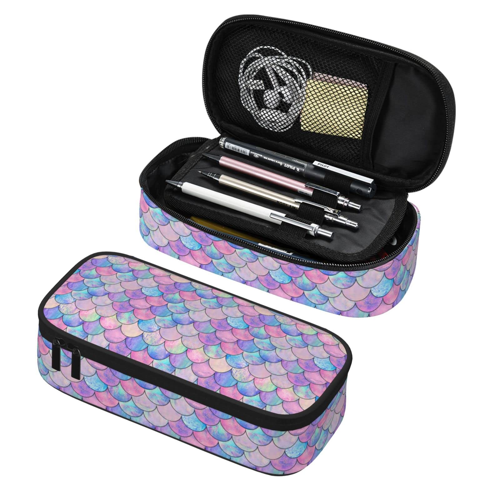 PAUSEBOLL Mermaid Pencil Case for Girls and Kids Cute Pen Box Pouch Large pencil bag with Double Zipper, Portable Pencil Pouch for School Office Supplies โ image 1