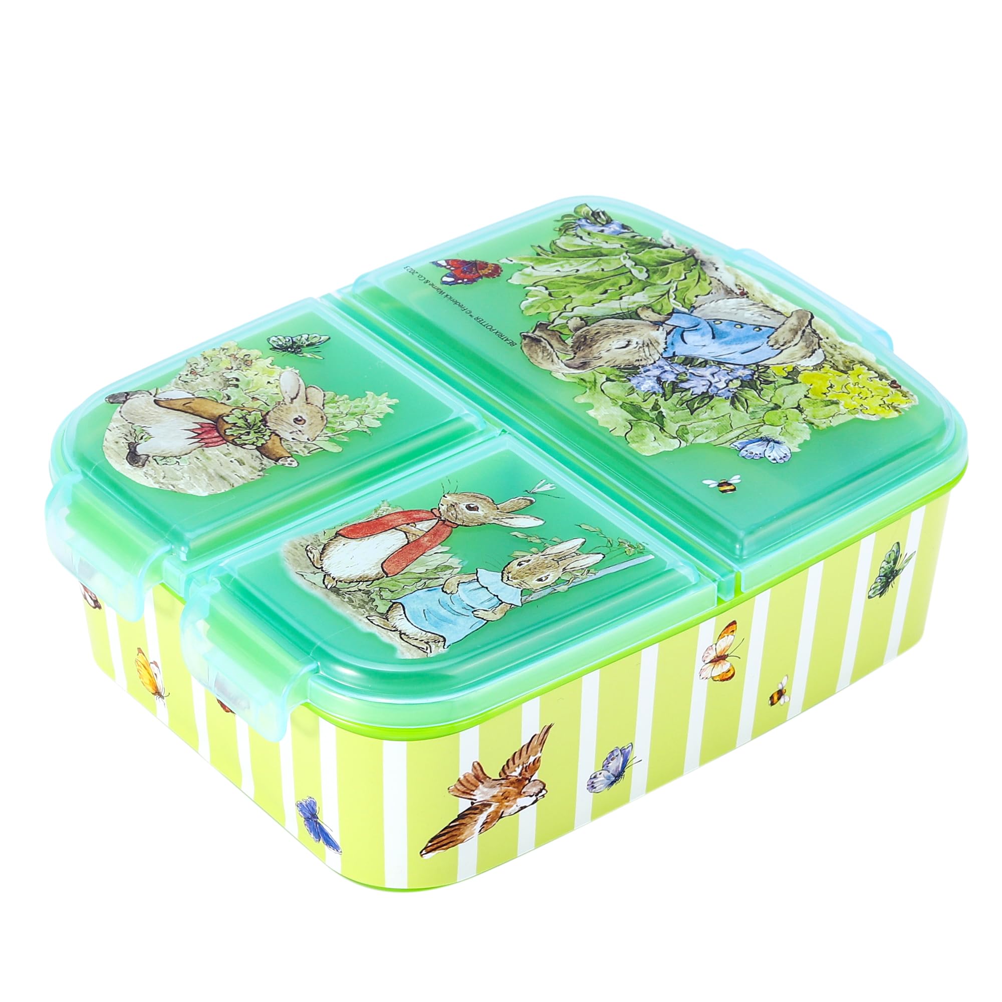 Zawadi GlobalPeter Rabbit Kids Childrens Multi Compartment Rectangular School Travel Lunch Food Box Sandwich Bento Container, BPA Free