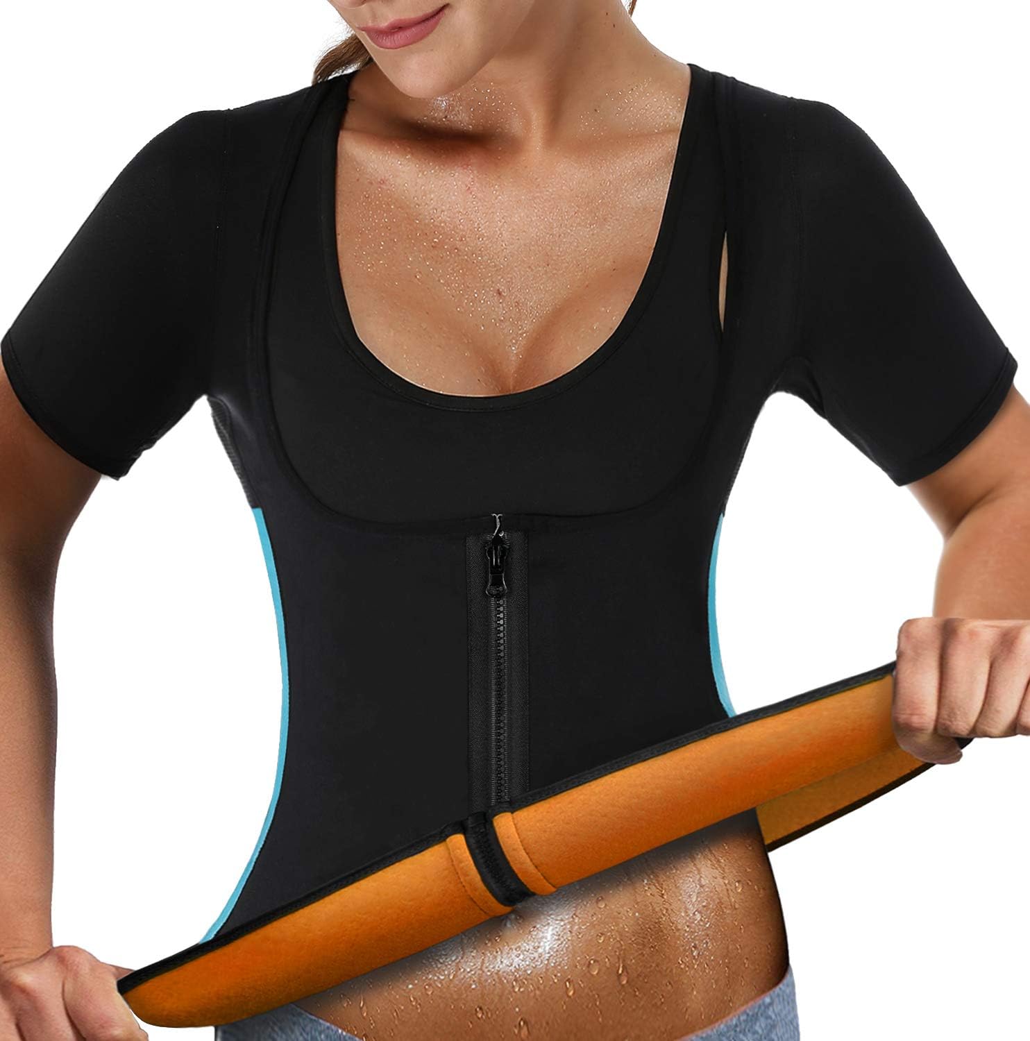 NonEcho Women's Sauna Body Shaper Sweat Suit Sleeve Spa Cami Hot Neoprene Slimming Workout Vest Waist Trainer Top