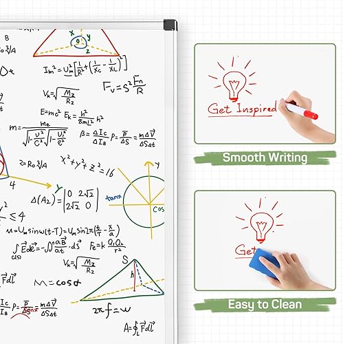 Miniatura 5 de Pizarra blanca magnética de borrado en seco de 36 x 24 pulgadas para el hogar, escuela, oficina, marco de aluminio plateado