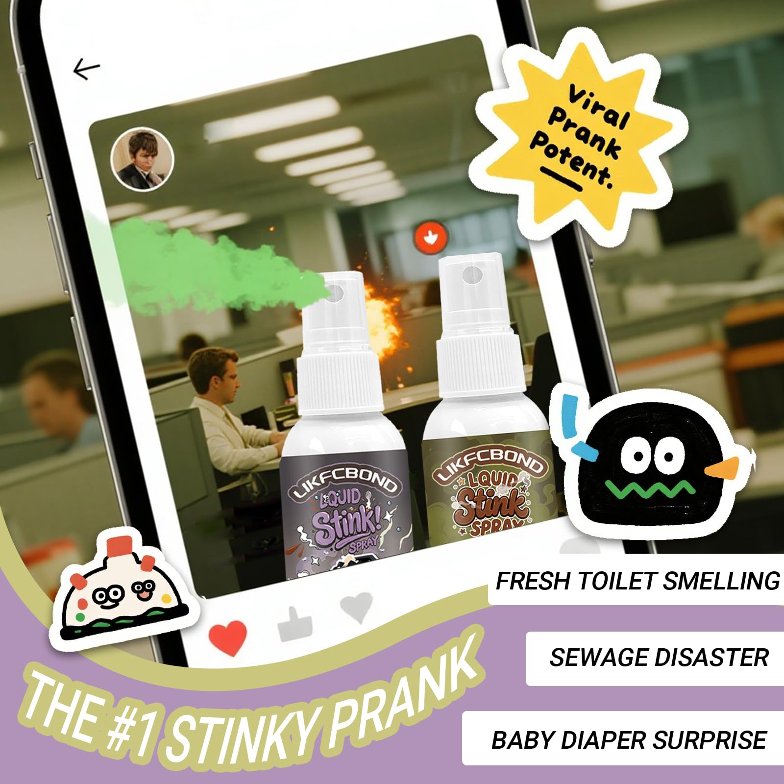 Prank Spray Extra Strong 60ml, Stinky Spray Weird Stuff, Super Potent Gag Spray, Funny Prank Gift for Party, Office Joke, Bus, Elevator (30ml*2)