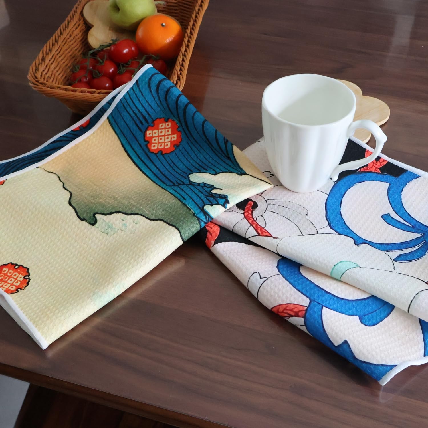 NIULAA Dish Towels for Kitchen Decorative - Quick Dry Microfiber Dishtowels Tea Towel - Absorbent Dish Rags Pattern Dish Cloths for Drying (Breeze,2 Pack)