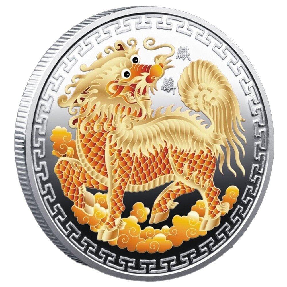 Sanfly Pièce Dragon Chinoise – Médaille Porte-Bonheur En Fer Forgé, 40 Mm, Collection Créature Mythique, Cadeau Souvenir