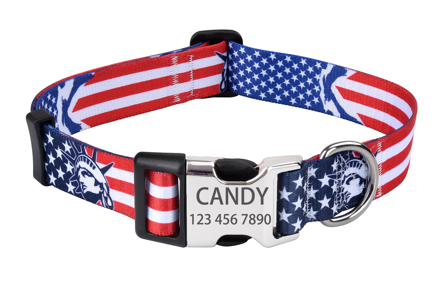 HQYDDMI Personalized American Flag Dog Collar - Patriotic 4th of July Dog Collar - Themed Dog Collars for Independence Day - for Small Medium Large
