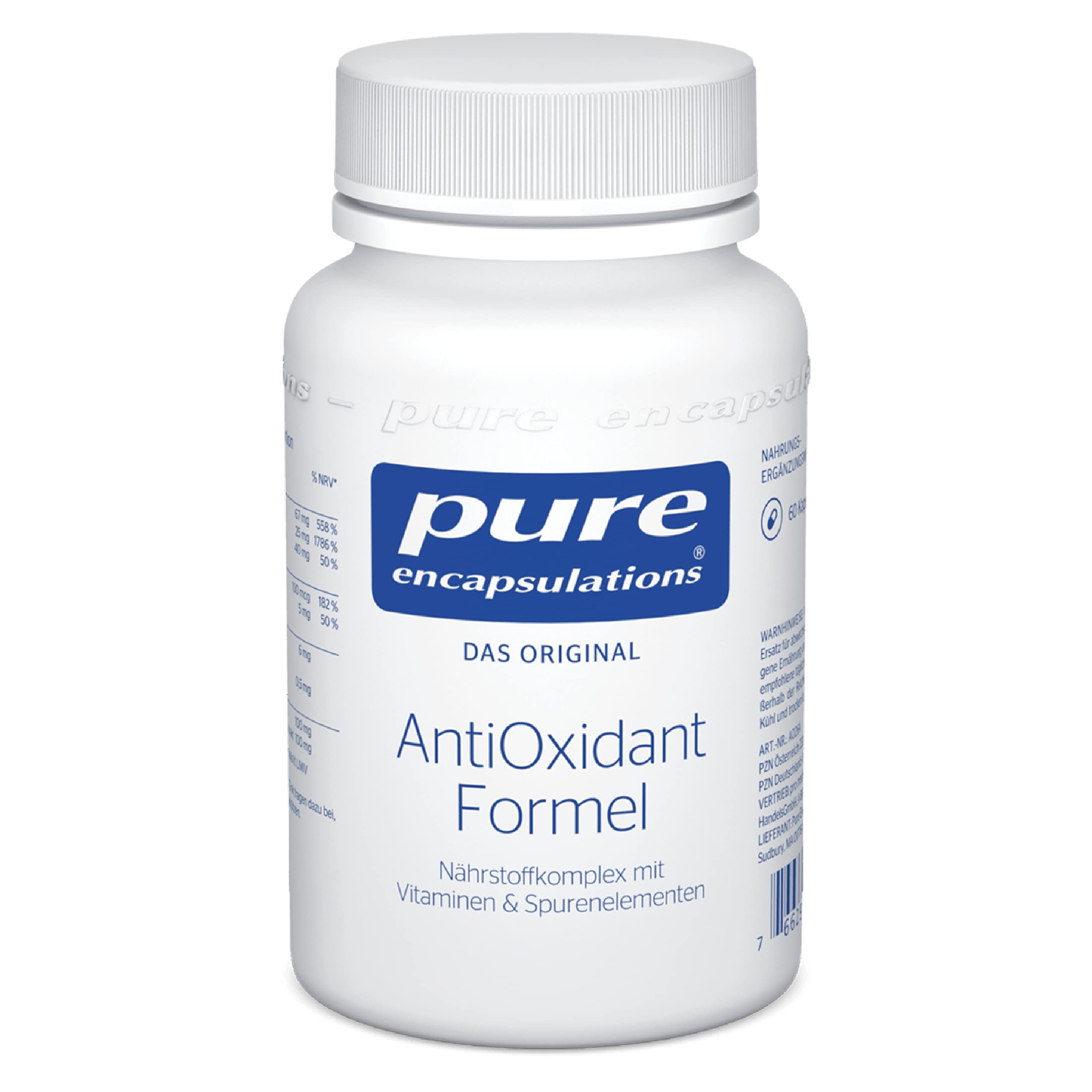 Pure Encapsulations - AntiOxidant Formel - Immunsystem unterstützen, Skincare, Antioxidativ - Vitamin C, B2, E, Zink, Selen - 120 Kapseln