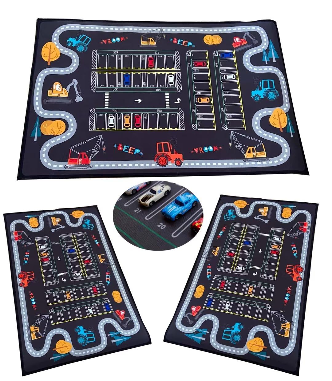 Alfombra De Juego De Tráfico De Estacionamiento, Alfombra De Guardería De La Habitación De Los Niños, Alfombra De Juego De Pista De Carretera De Dibujos Animad, Curve Road, 80 * 120cm