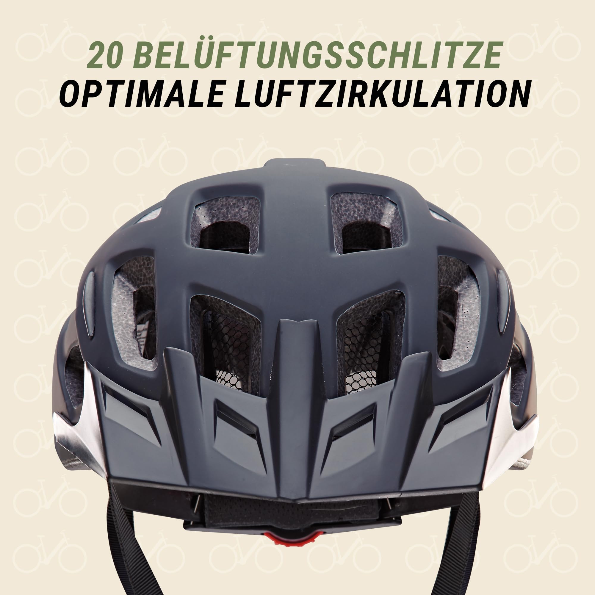 Prophete Fahrradhelm, stoßfeste Hartschaum-Innenschale, mit LED-Licht und Reflektionsstreifen – Sicherer Fahrrad Helm für Erwachsene, 58-61 cm, GRAU Sport & Freizeit