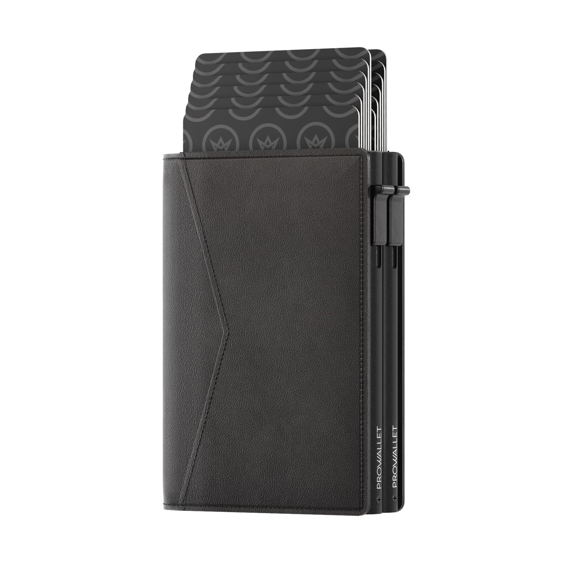 Double - Portemonnaie 14 Karten und Geldscheine - Wallet mit RFID-Schutz - Kartenetui, Geldbörse - Card Holder Aluminium - Damen und Herren - Luxuriöser Geschenkbox (Schwarz)