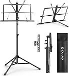 CAHAYA Portable Sheet Music Stand - Dual-Use Desktop/Floor Music Stand Height Adjustable Book Holder Folding with Carrying Bag and Clip for Students Musicians Outdoor Performances | Music Book Holder Up to 47.2” Folding Lightweight with Carrying Bag 