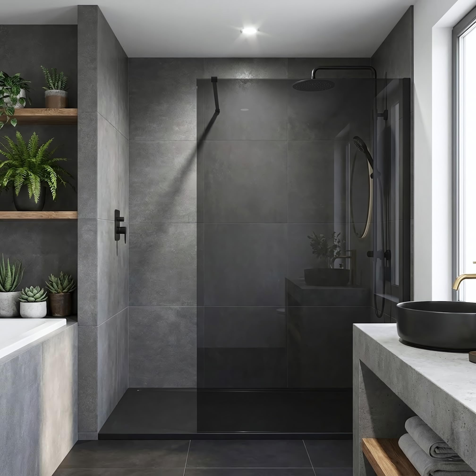 Rea ścianka prysznicowa Flexi Grey 110, Czarny