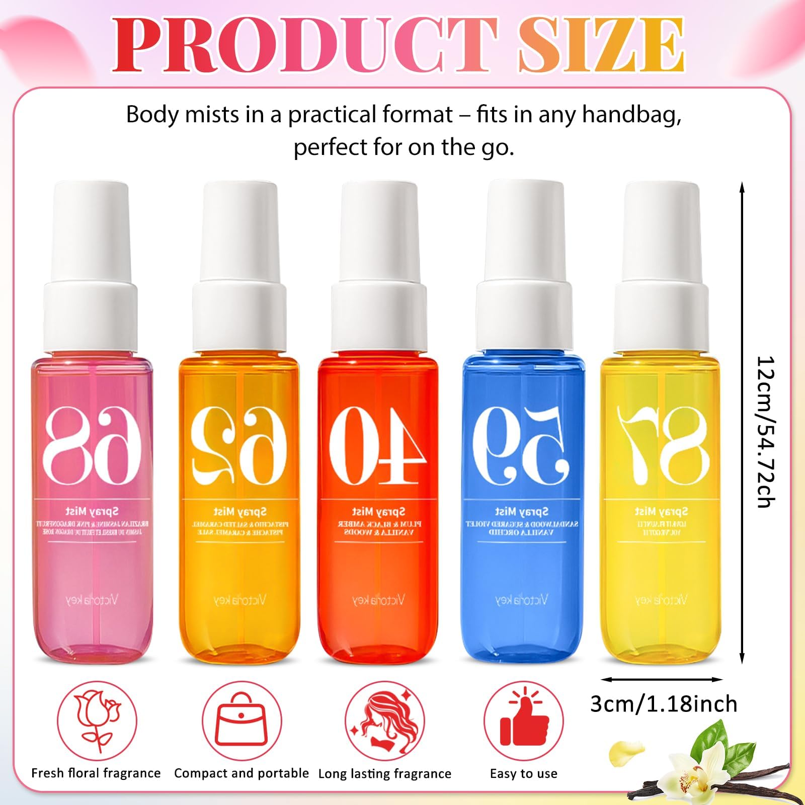 Profumo Corpo Spray Donna, Hair and Body Mist 5PCS 40ML | Spray corpo profumato donna, formato pratico per borsa, ufficio e spostamenti