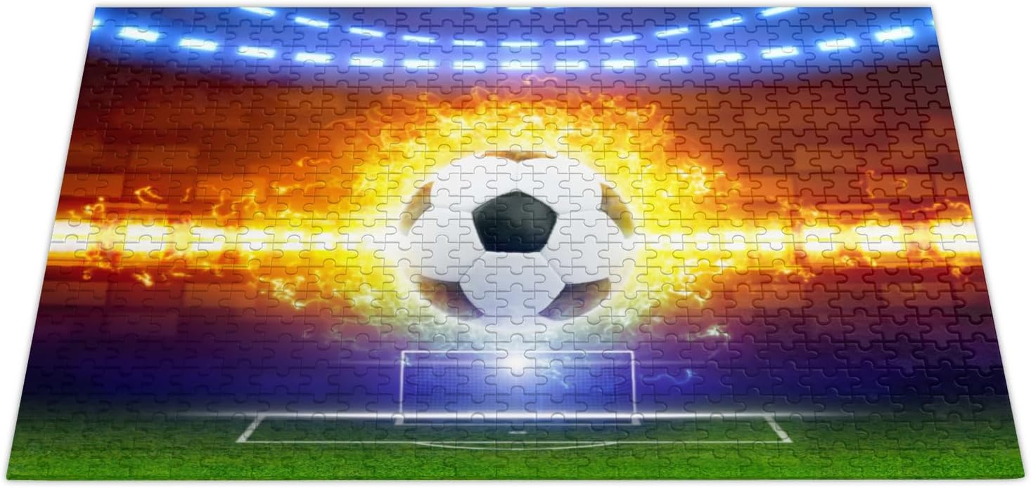 Large Jigsaw Puzzle 500 Piece Burning Soccer Ball Puzzle Toy DIY with Educational Intellectual Fun Family Game Puzzle Art for Adult
