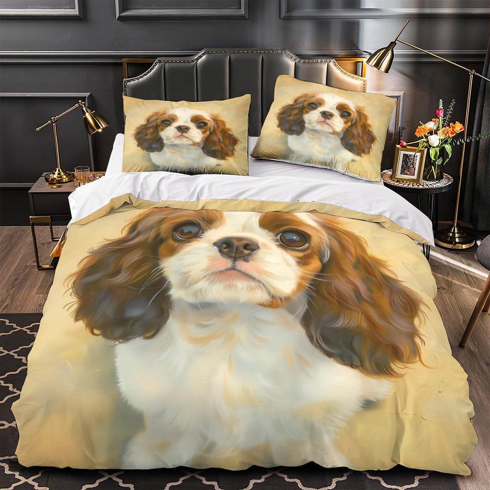 Housse de couette 140x200 chiot cavalier, le cadeau d'anniversaire parfait