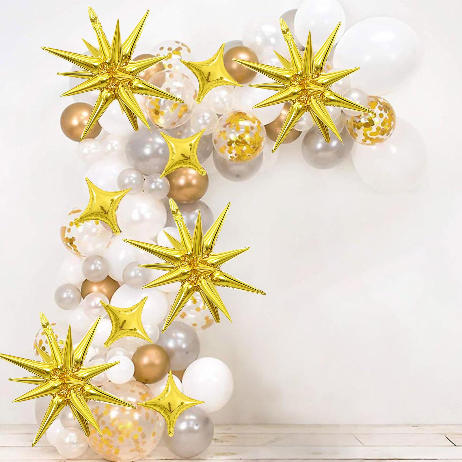 Stern Folienballons Gold, 12 Stück Stern Luftballons Gold Foil Ballons Explodieren Stern Luftballons für Party Dekoration Geburtstag Babyparty Hochzeit Silvester Deko
