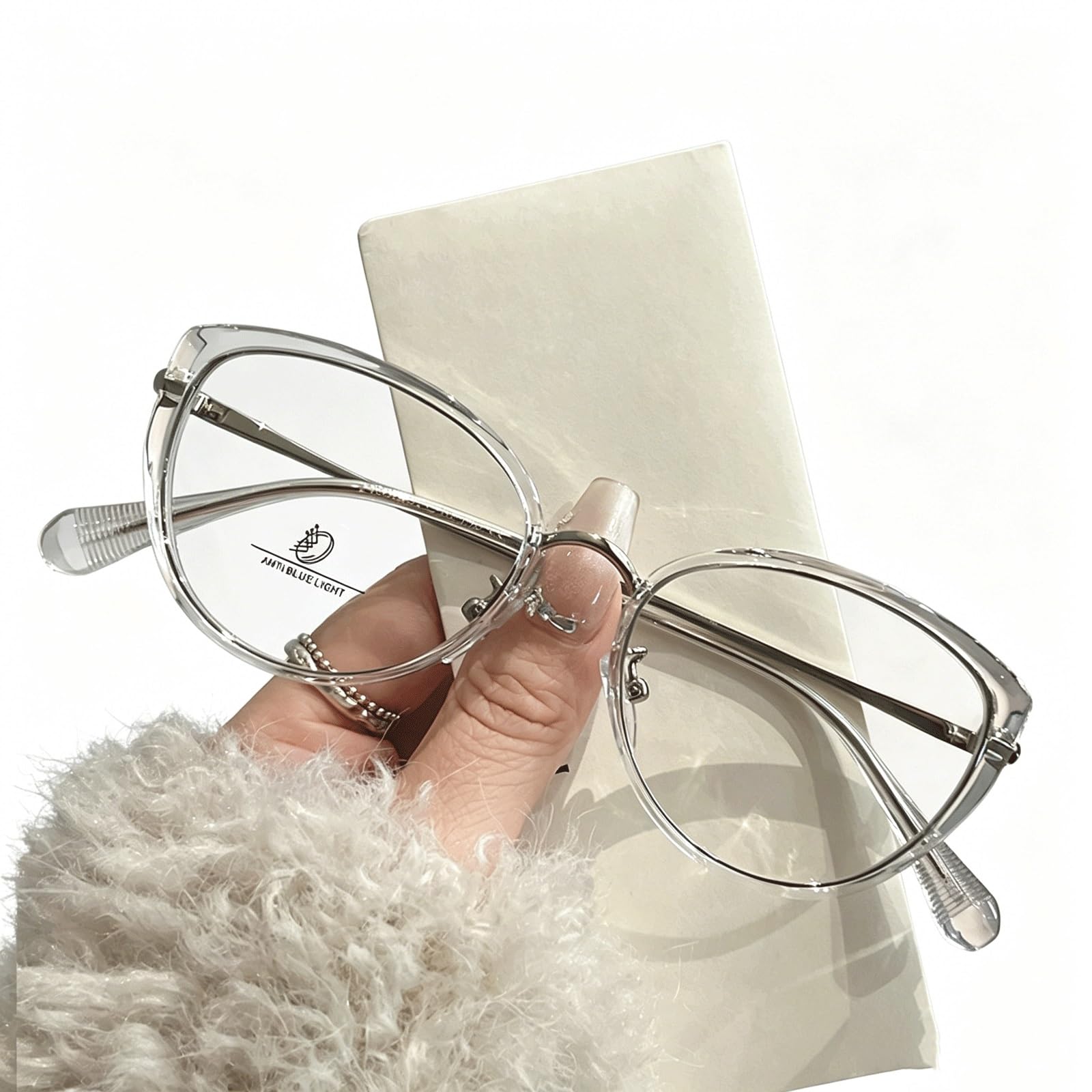 KLJUddGY Anti-Blue Eyewear Frames TR Metal Spectacles for Computer AC Clear Lenses Prescription Available Blocking Eyeglasses Full Rim(Clear)