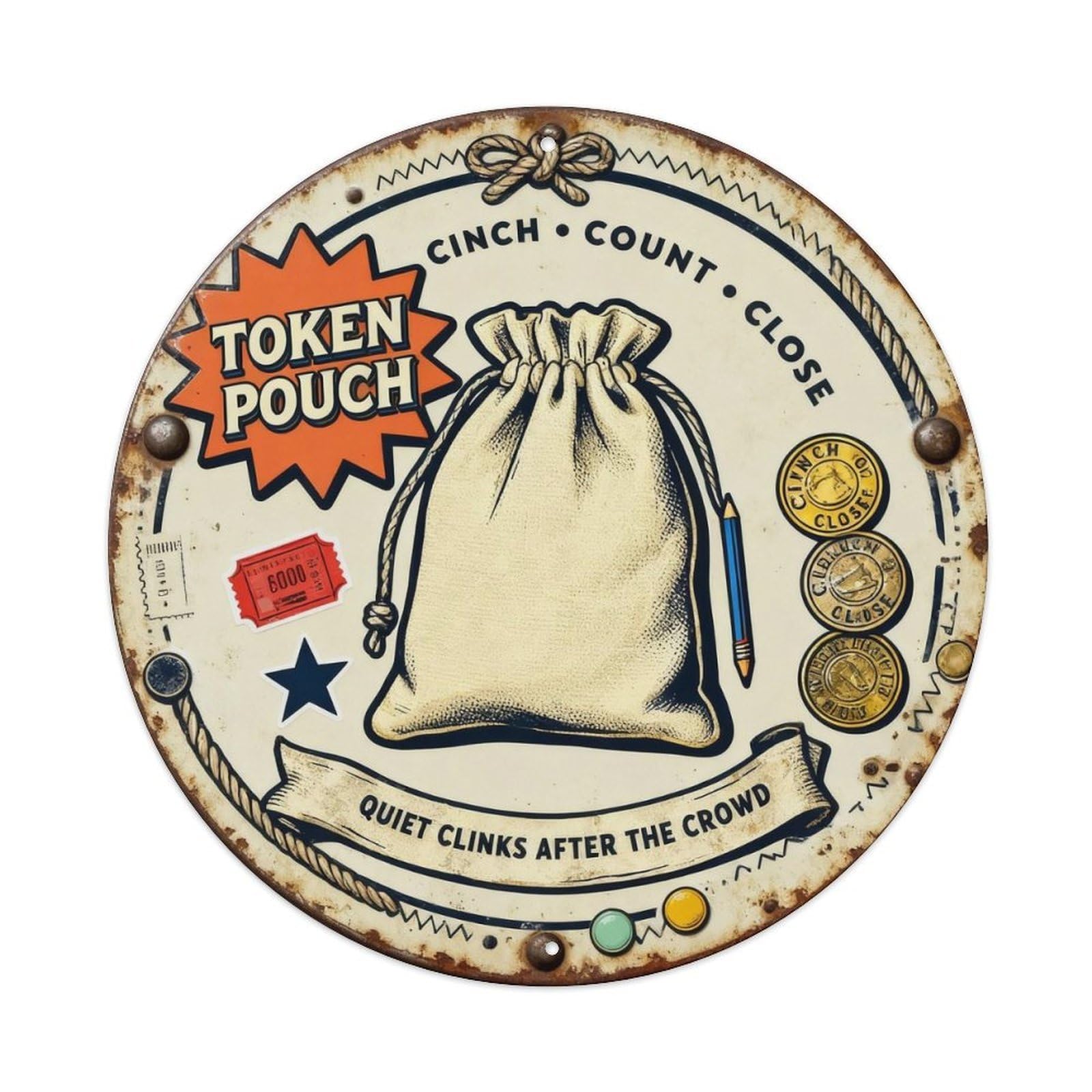 Token Pouch Sign Metal Tin Sign Plaque