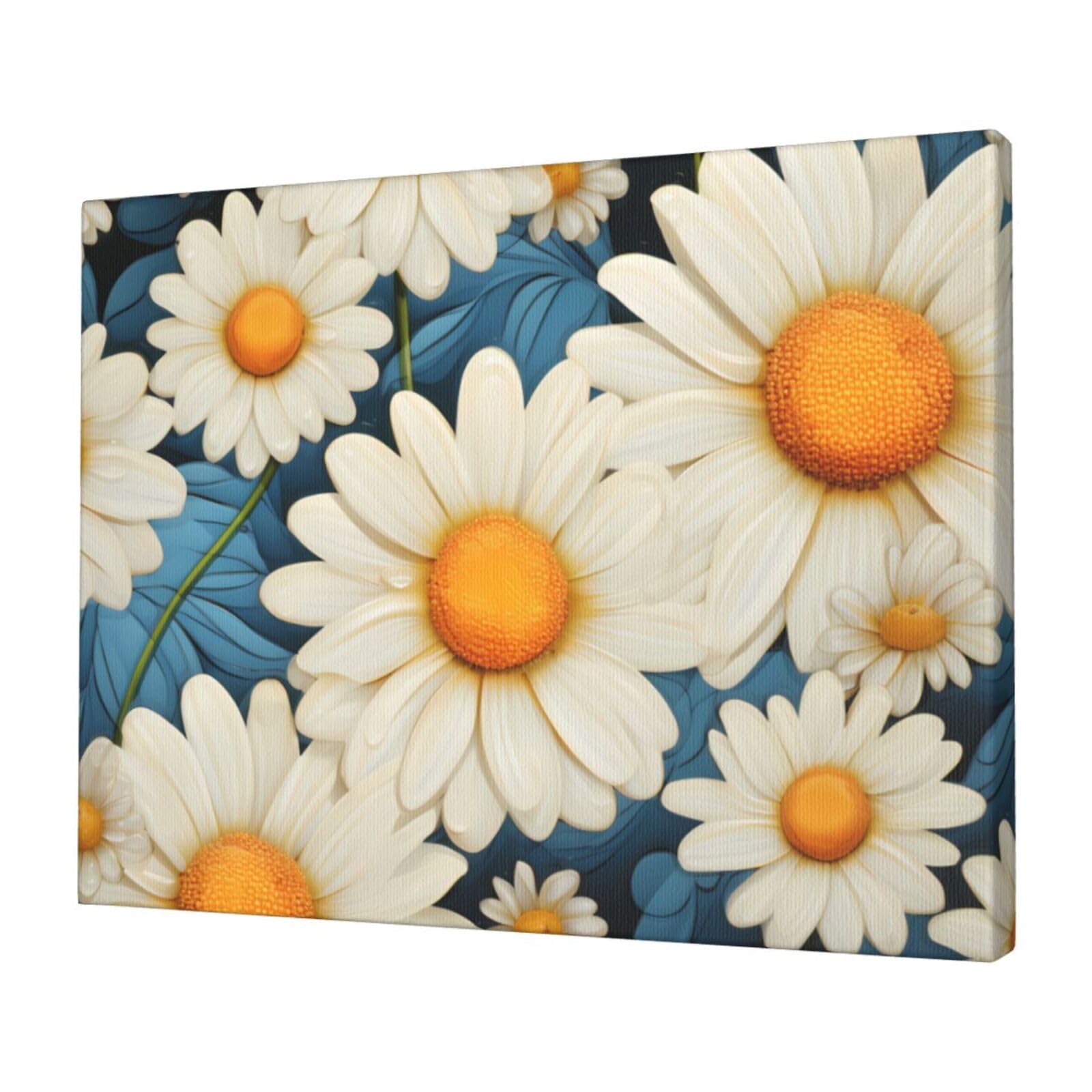 FodPand Canvas Wall Art for Living Room Wall Decor 12"x16" Modern Artwork Painting Pictures Hanging Canvas Prints Daisy Aesthetic Wall Art for Bedroom Bathroom Office Wallart Decor