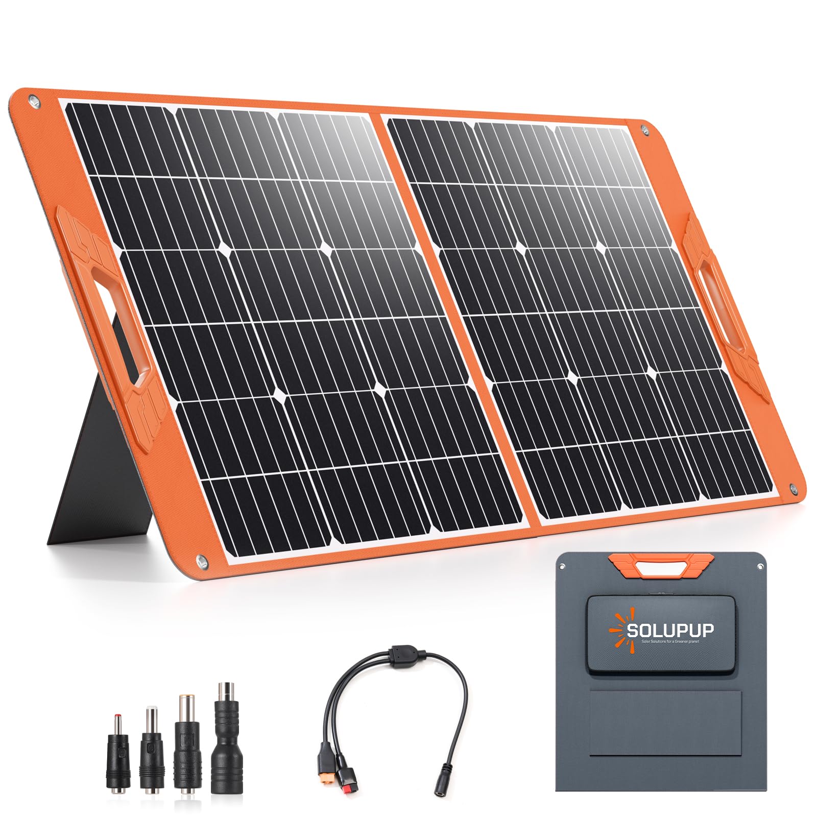 Amazon | 100W ポータブルソーラーパネル 発電所用 19.8V 折りたたみ式