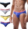 PHOLEEY Men's Modal Microfibre Underwear Briefs Low Rise Support Letter Elastic Waist Briefs Underwear Pack of 4