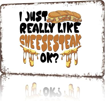 Funny Vintage Metal Signs Philly Cheesesteak -Tin Sign Poster For Home Room Garage Office Decor 8x12inch