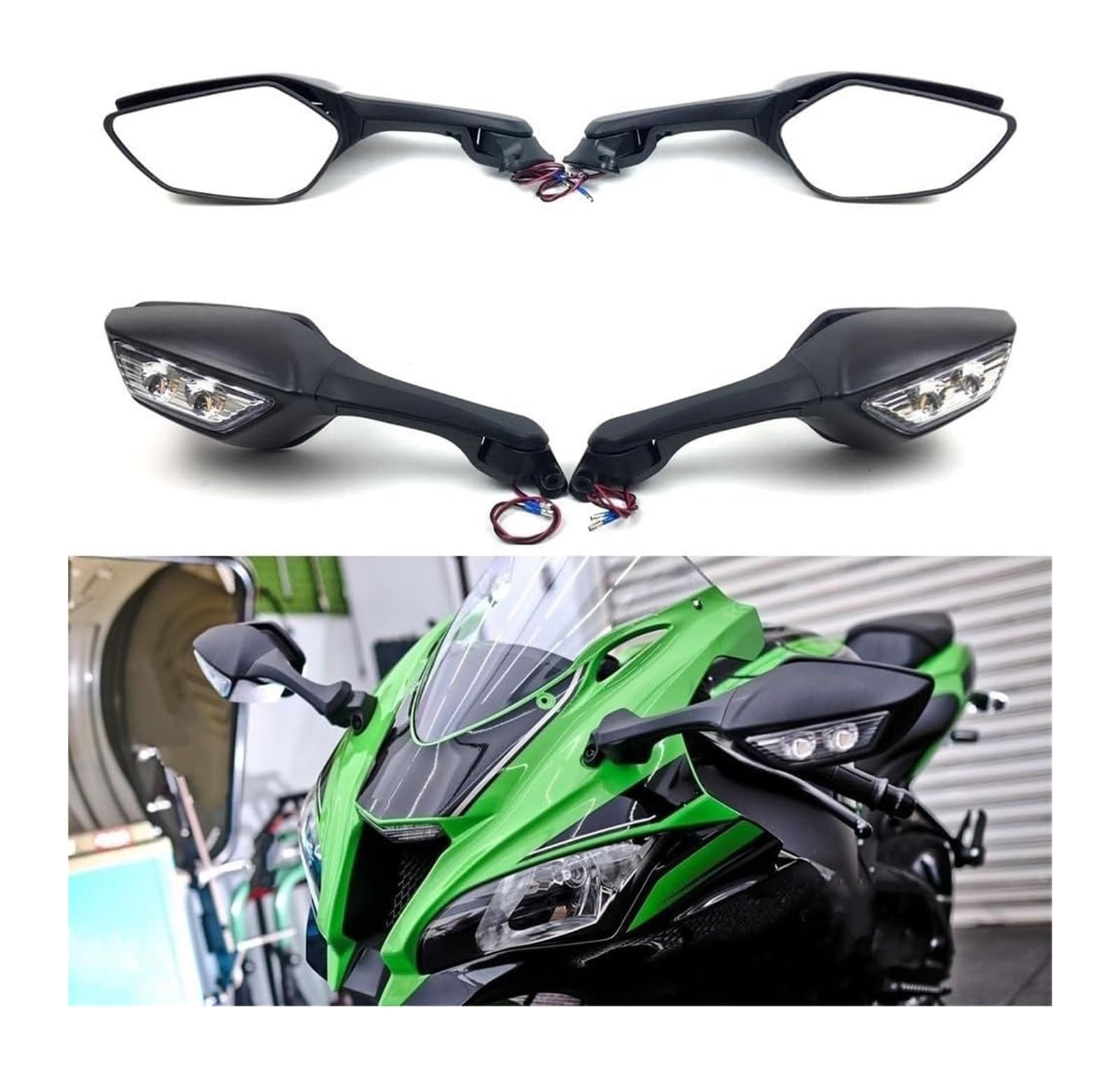 Motocicleta para HERESHOCK para ZX10R ZX10 2011-2015 Motocicleta Gran Angular Retrovisores Espejos Señal Espejo Retrovisor
