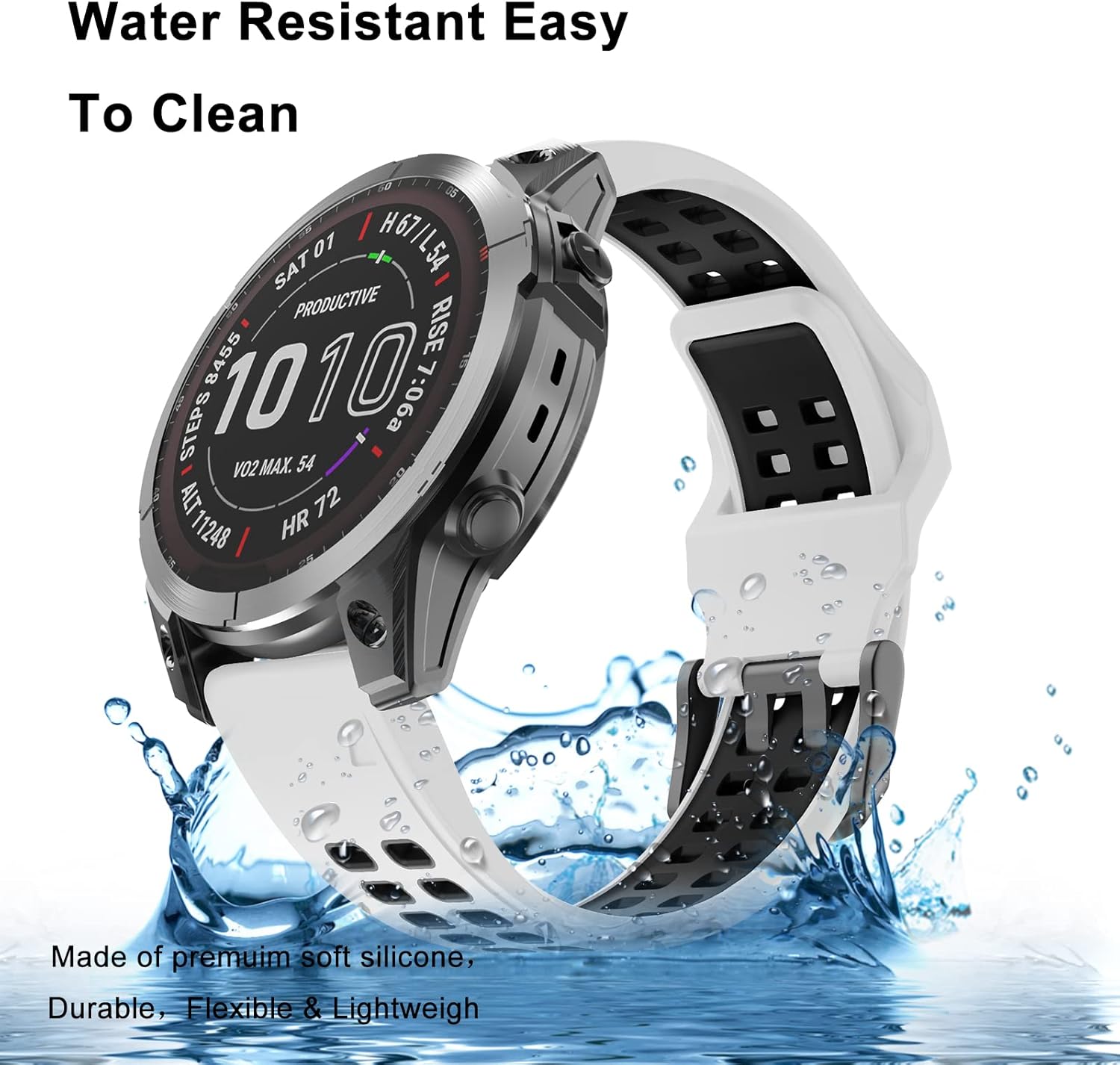 ISABAKE Watch Strap for Fenix 7/Fenix 5/5 Plus/Fenix 6/6 Pro, 22mm QuickFit Silicone Replacement Band for Approach S60 - Image 4