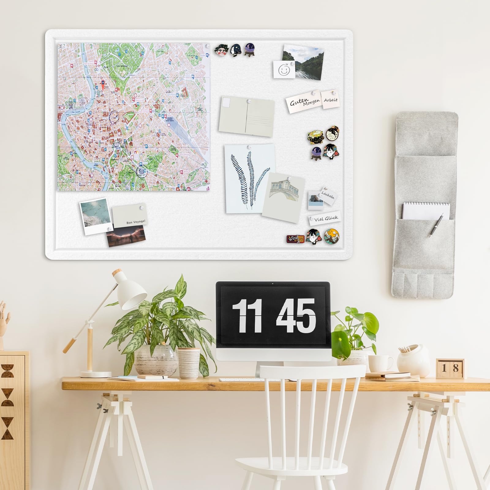 Groot prikbord - 90 x 118 centimeter, decoratief vilten prikbord voor