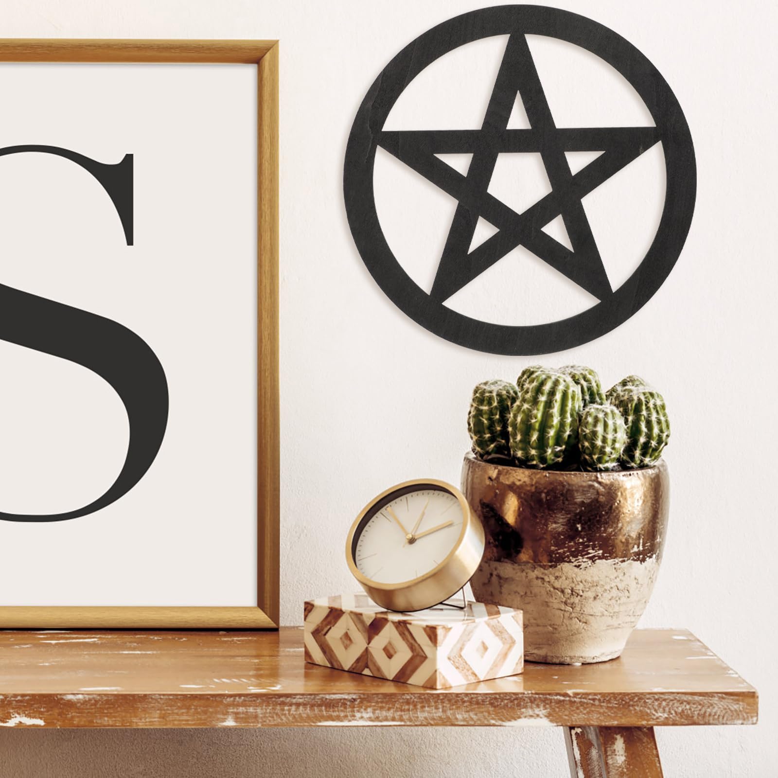 Cabilock Wooden Pentagram Altar Tile – Pagan Wicca Pentacle Wall Decor For Tarot & Good Luck Rituals