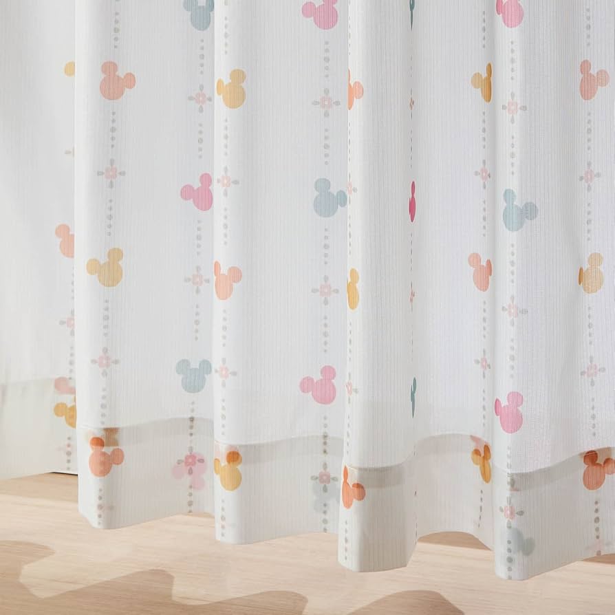 ベルメゾン ディズニーカーテンセット オレンジ 遮光カーテン＆UVカット・ミラーレースカーテンセット