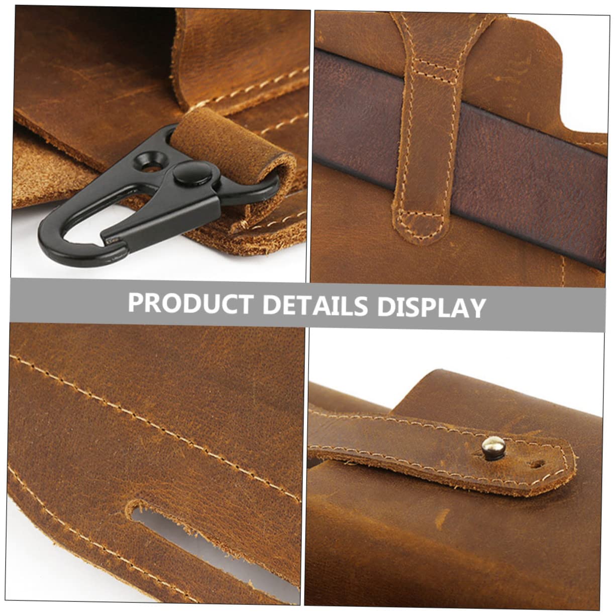 Riñonera Deportiva Hombre Vintage de Piel Auténtica Resistente Ligera Hebilla para Colgar Llaves Bolsa de Almacenamiento para Cintura Uso Diario y Viajes